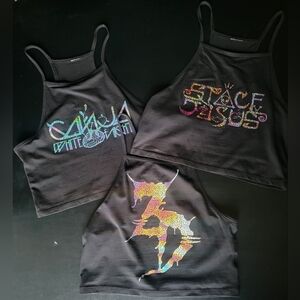 Bundle Of Three Plurfectly Yours Vinyl Halter Crop Tops EDM Artists